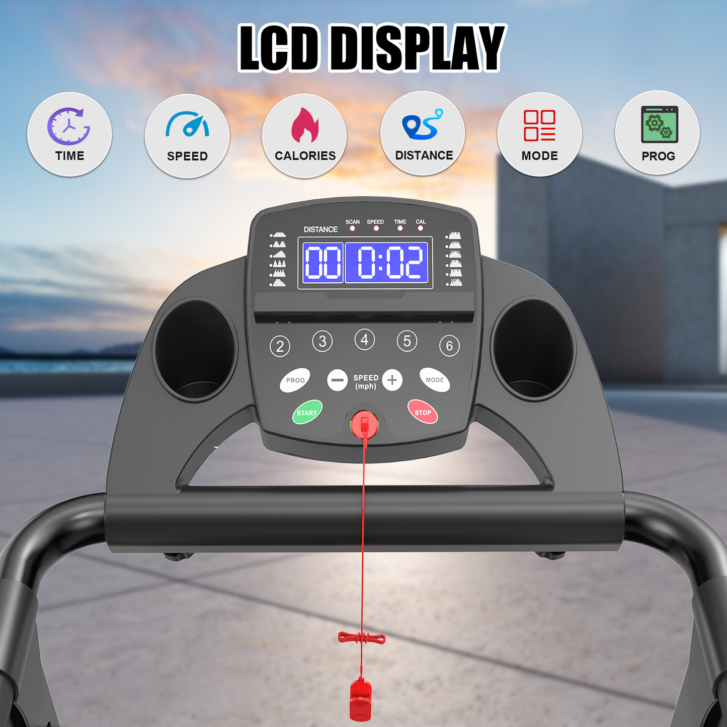 Foldable Treadmill for Home, APP Control & LED Display, 2.5HP Portable Treadmill with Handles