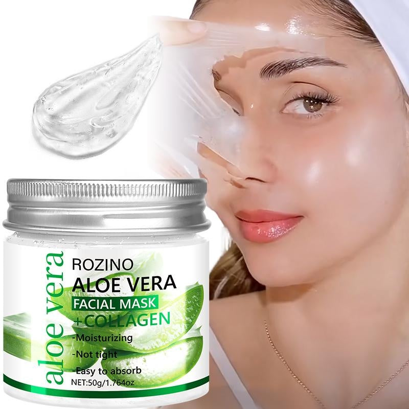Rozino Aloe Vera & Collagen Facial Mask - Moisturizing Night Care for Smooth Soft Skin Texture - 50g