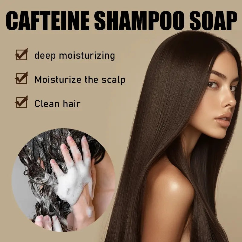 ROZINO Caffeine Shampoo Soap - Deep Cleansing for Scalp Hair Loss, Organic Hair Oil Control, Solid Shampoo for Hair Growth, Refreshing & Hydrating Soap, 60g