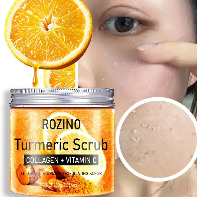 Ultra - Moisturizing & Exfoliating! Rozino Turmeric Scrub, Boosted by Collagen & Vitamin C